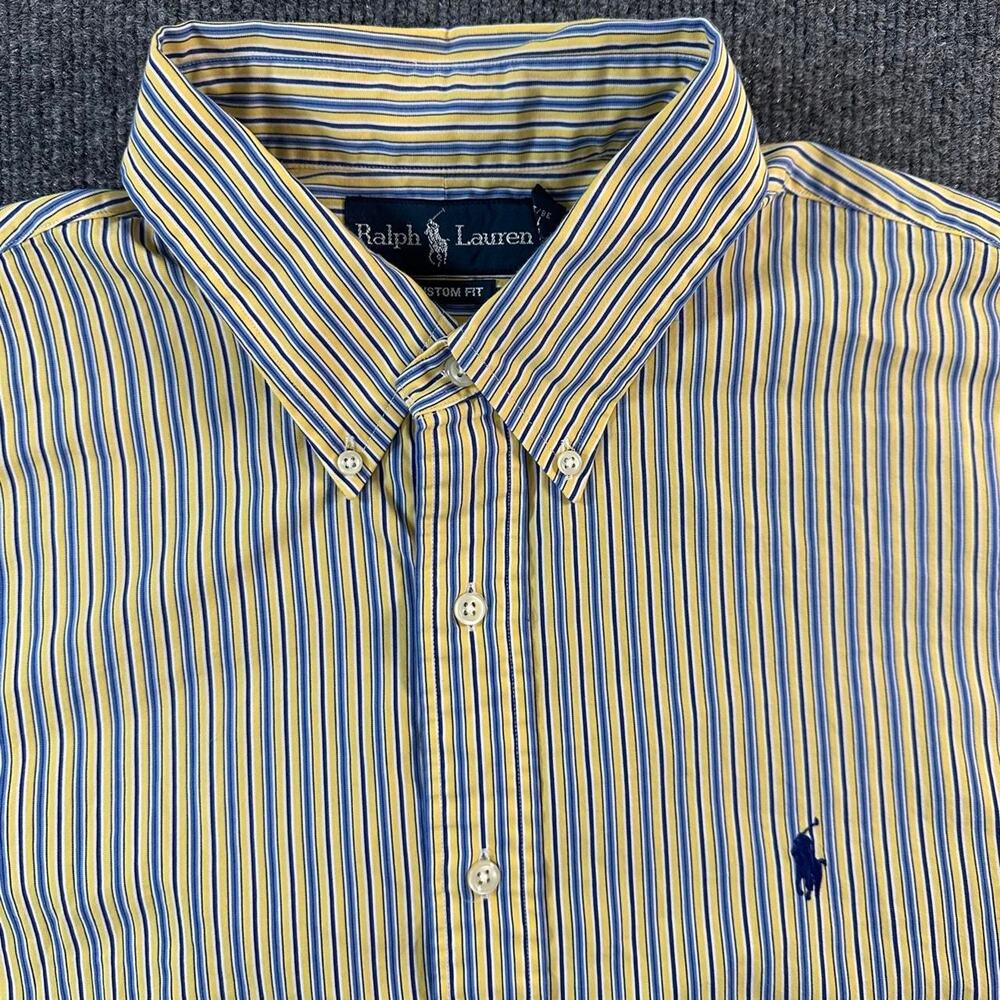 Ralph Lauren Men’s Custom Fit Oxford Dress Shirt Prep Striped Pony Logo 17 36/37